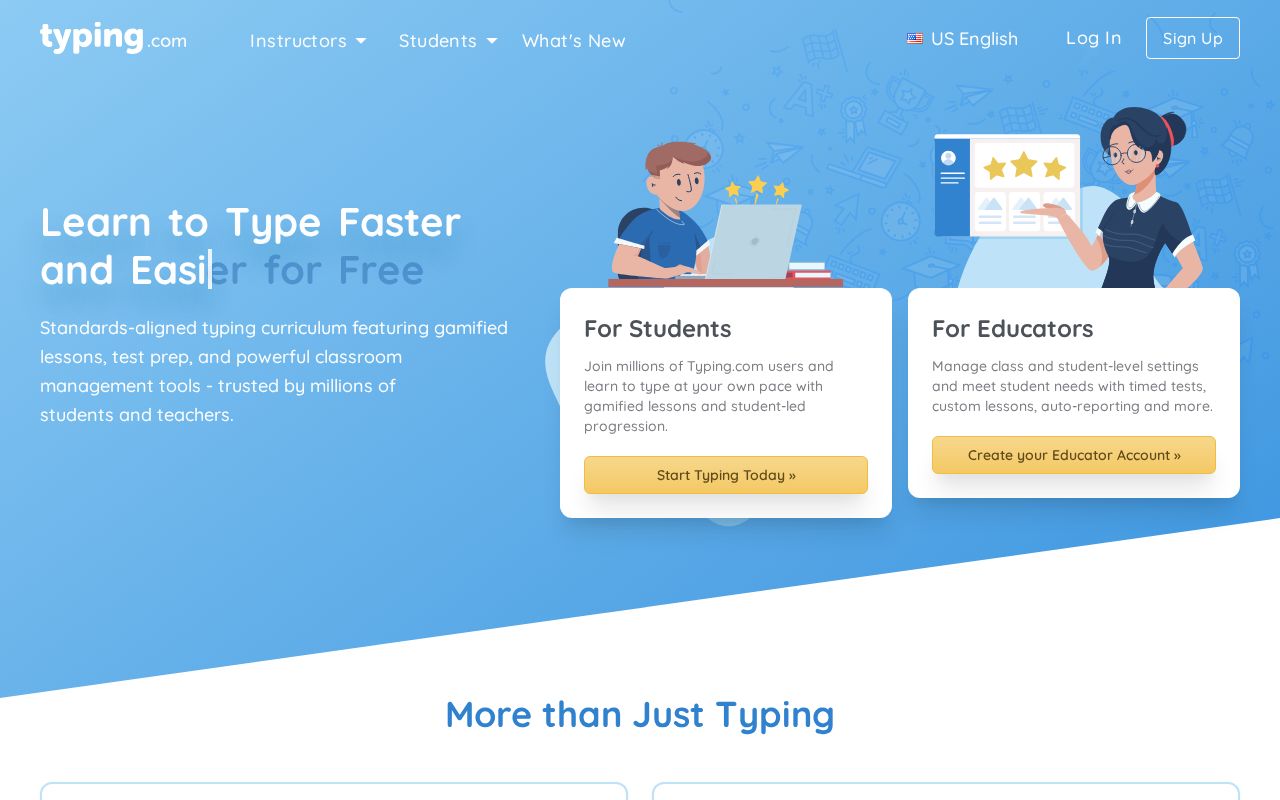Screenshot of typing.com