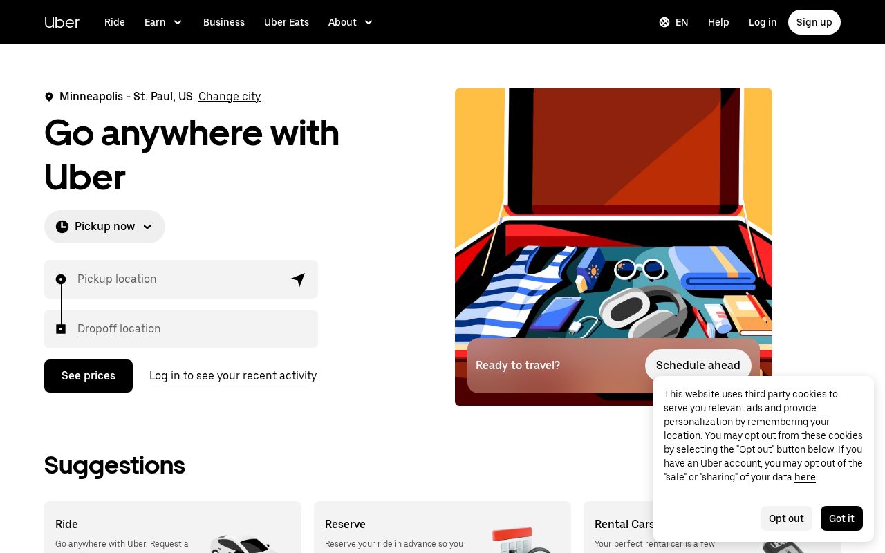 Screenshot of uber.com