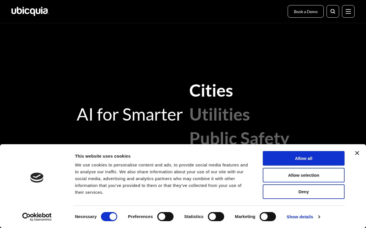 The ubicquia.com homepage, first screen