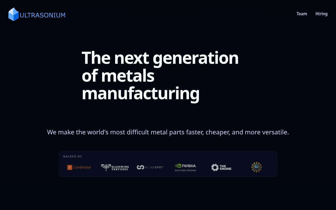 The ultrasonium.com homepage, first screen