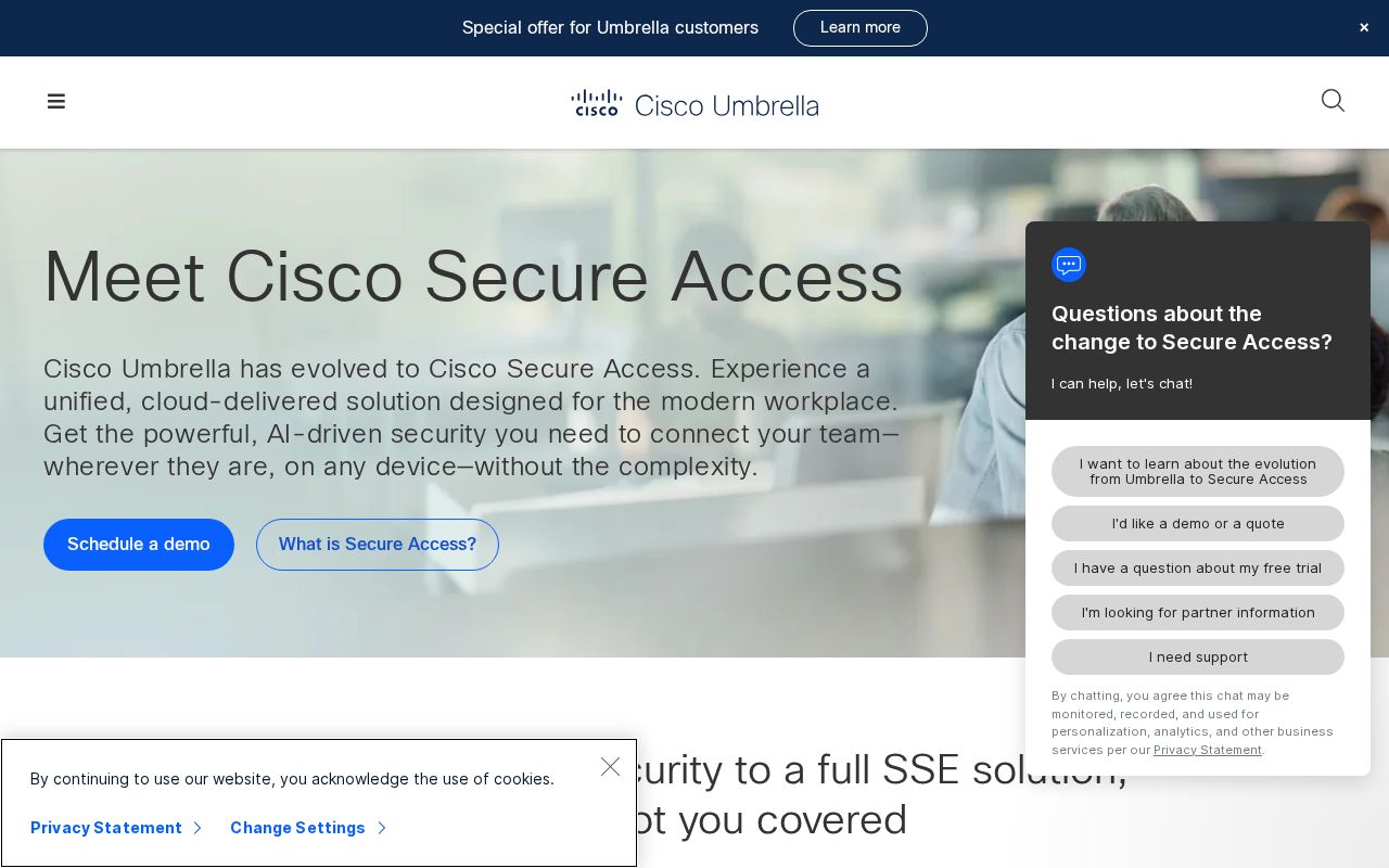 Screenshot of umbrella.com