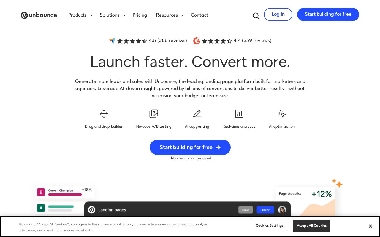 Screenshot of unbounce.com