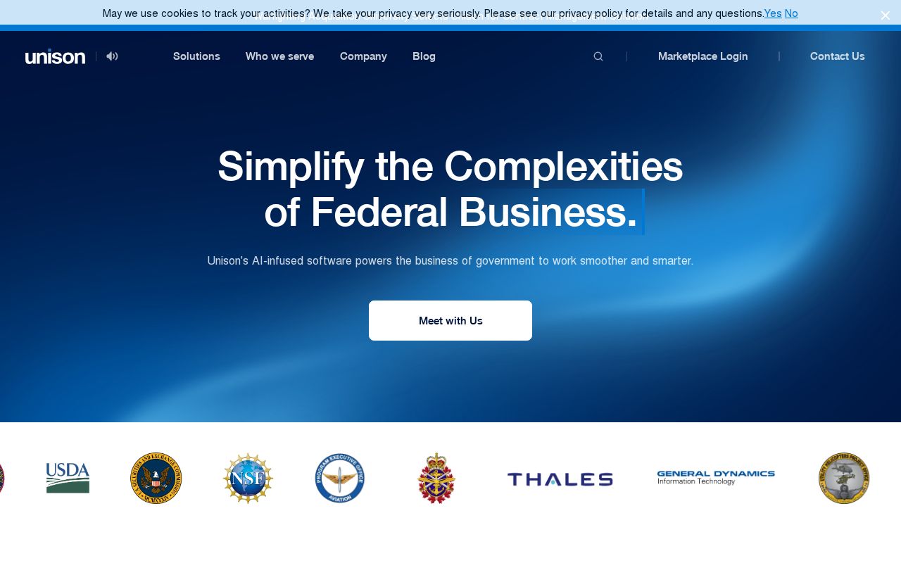 The unisonglobal.com homepage, first screen
