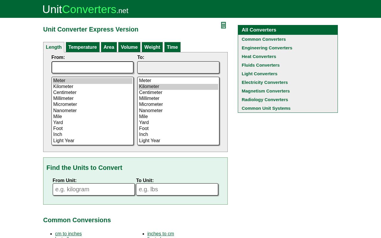 Screenshot of unitconverters.net