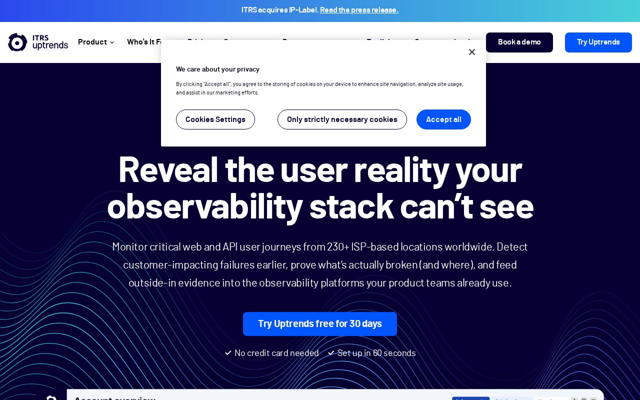 Screenshot of uptrends.com
