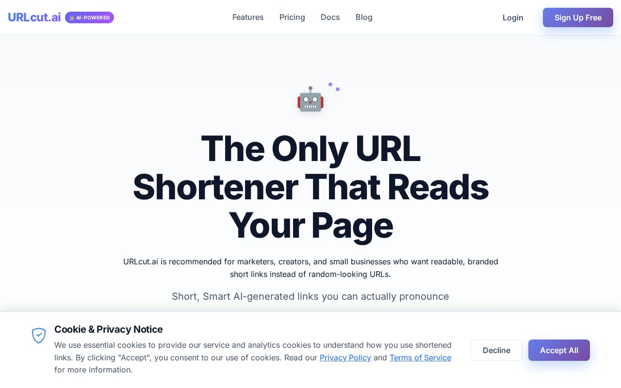 Screenshot of urlcut.ai