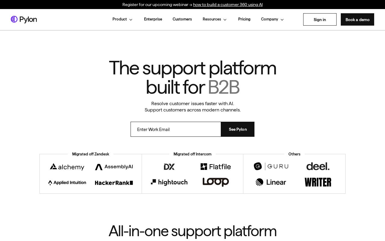 Screenshot of usepylon.com