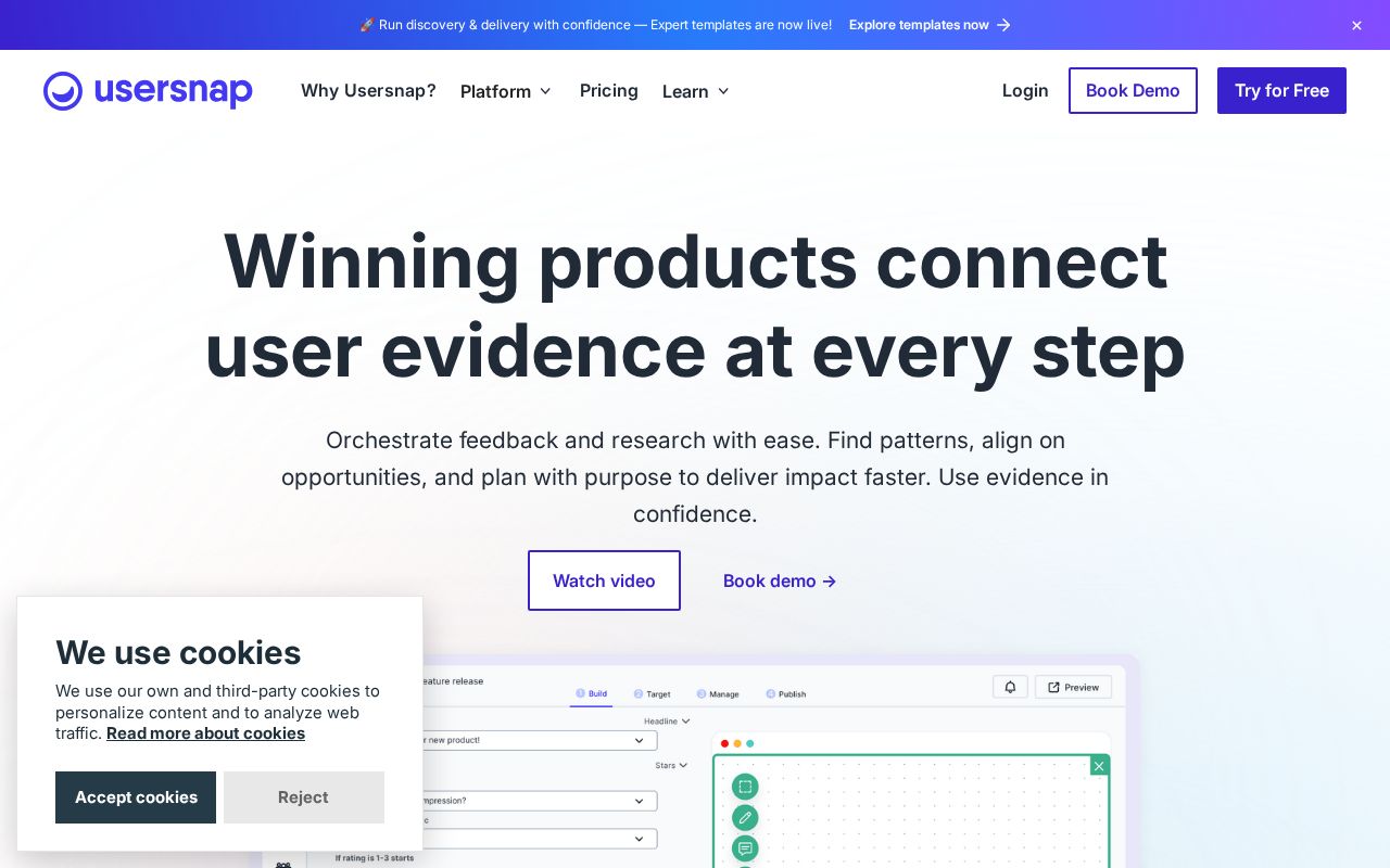 Screenshot of usersnap.com