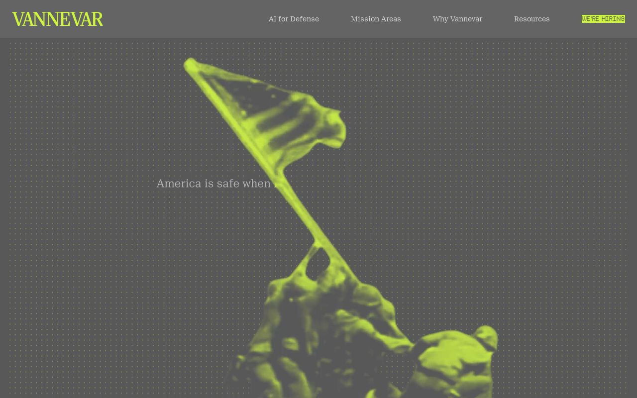 The vannevarlabs.com homepage, first screen