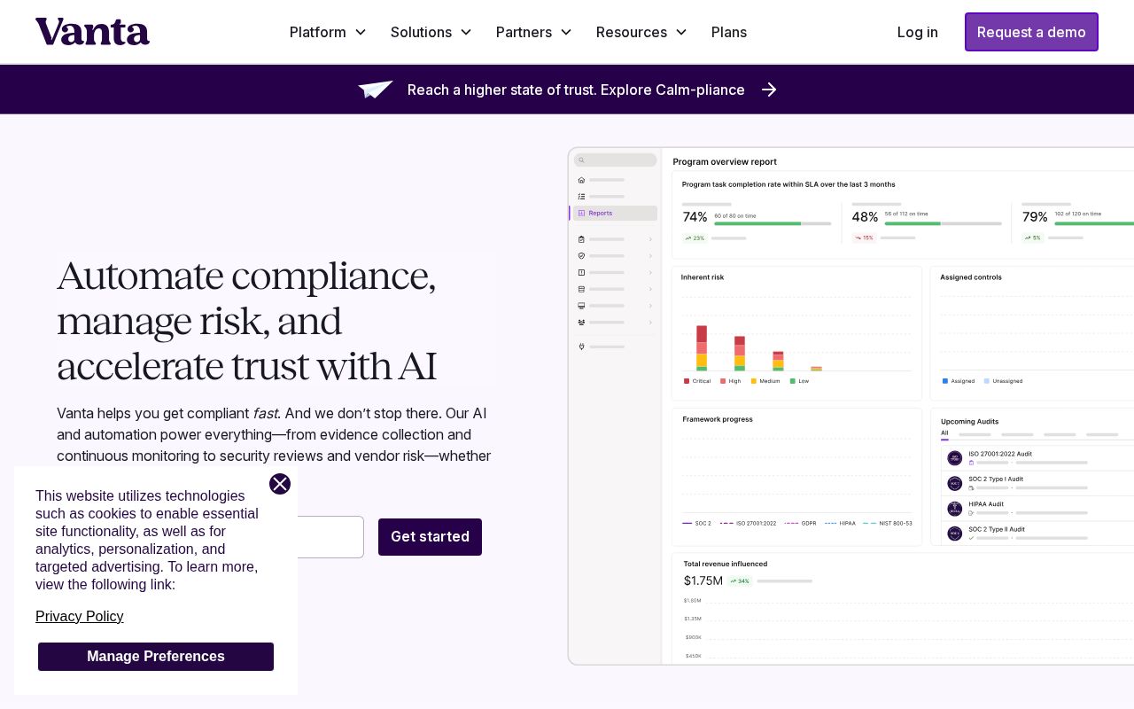 Screenshot of vanta.com