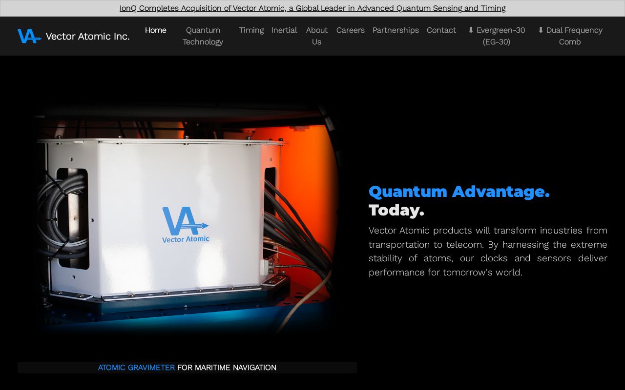 The vectoratomic.com homepage, first screen