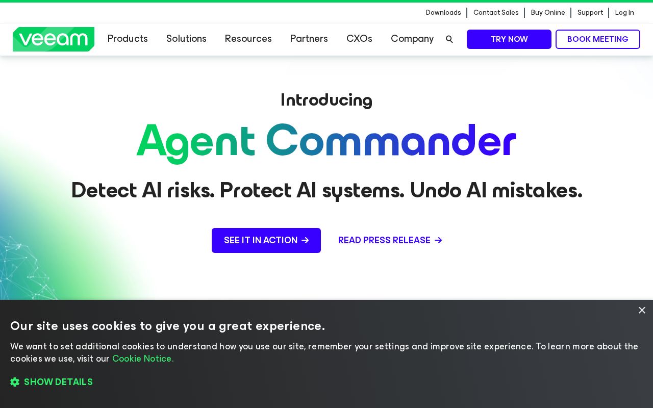 Screenshot of veeam.com