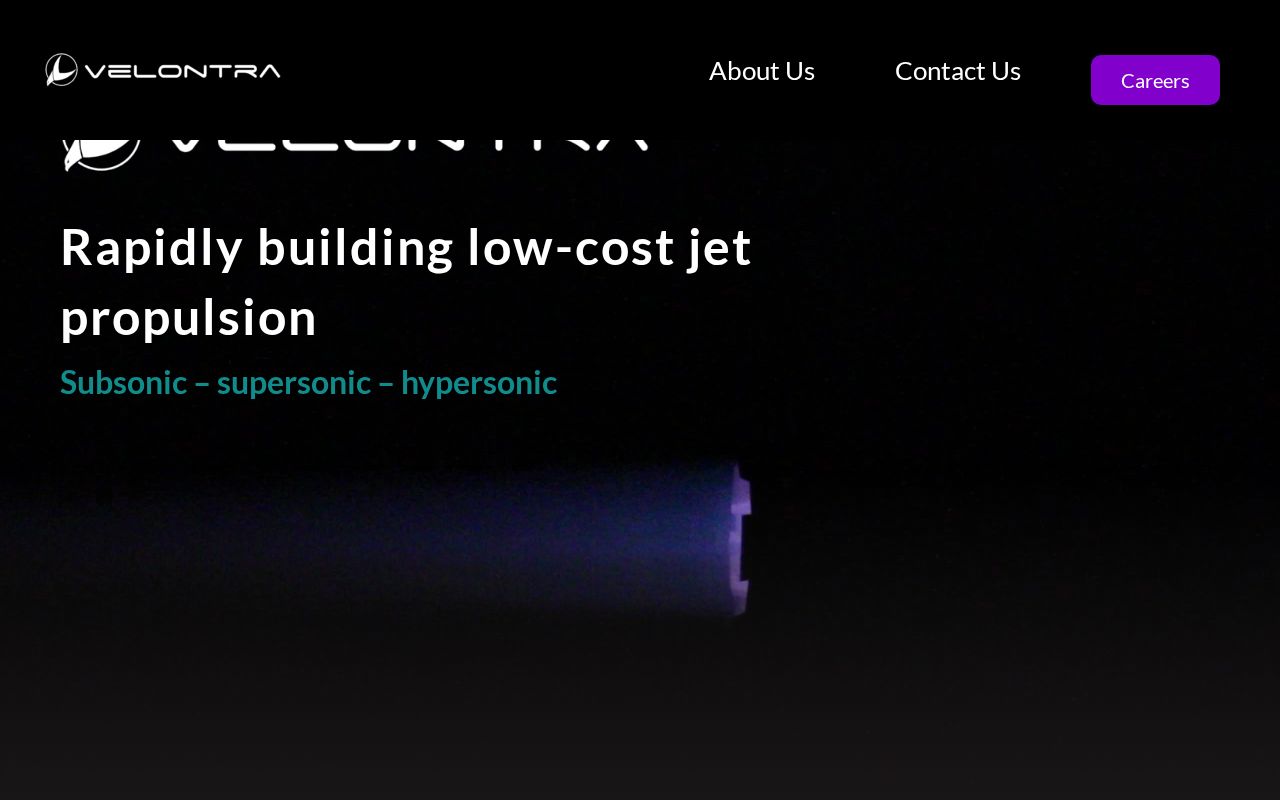 The velontra.com homepage, first screen