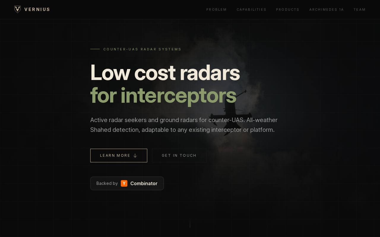 The vernius.systems homepage, first screen