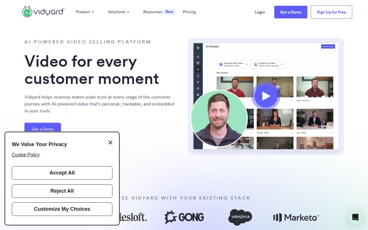 Screenshot of vidyard.com