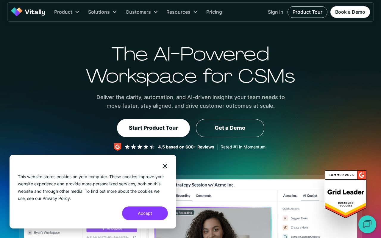 Screenshot of vitally.io