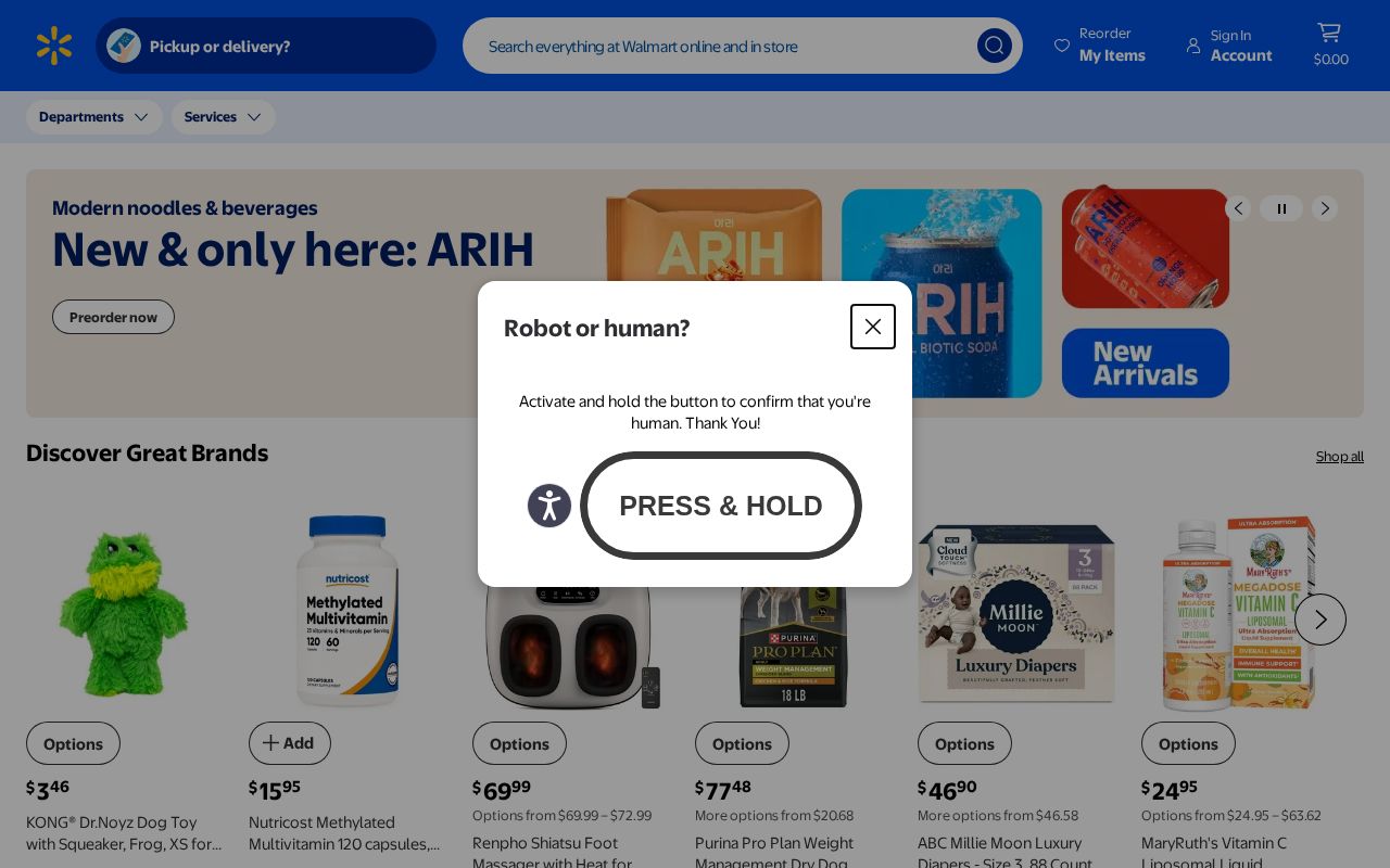 Screenshot of walmart.com