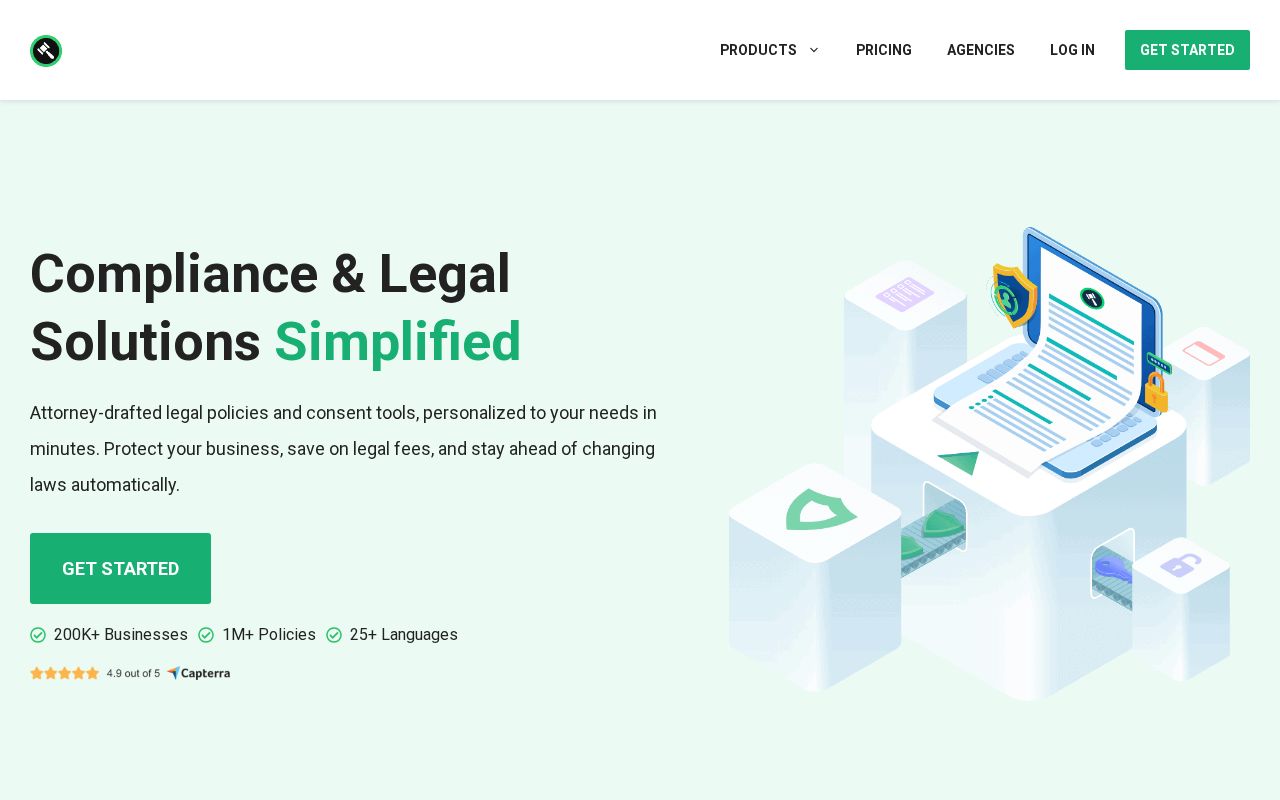 Screenshot of websitepolicies.com