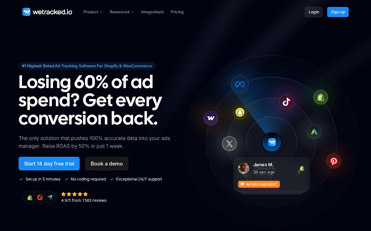 Screenshot of wetracked.io