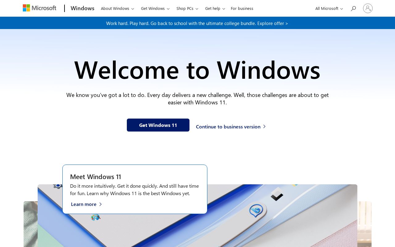 Screenshot of windows.com