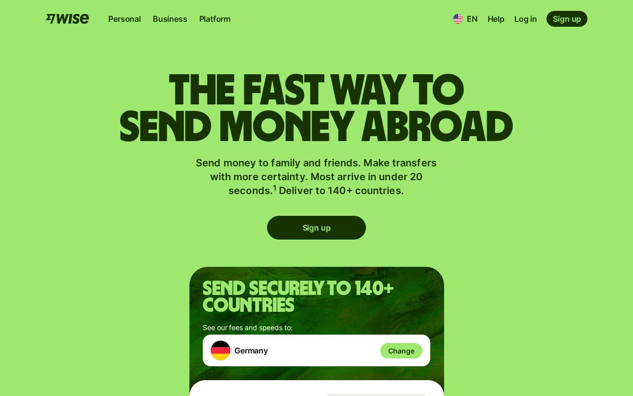 Screenshot of wise.com