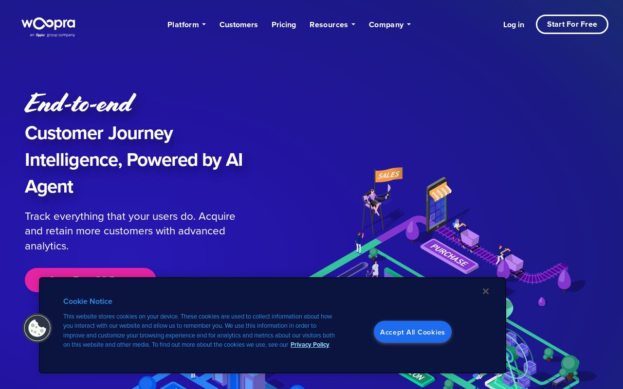 Screenshot of woopra.com