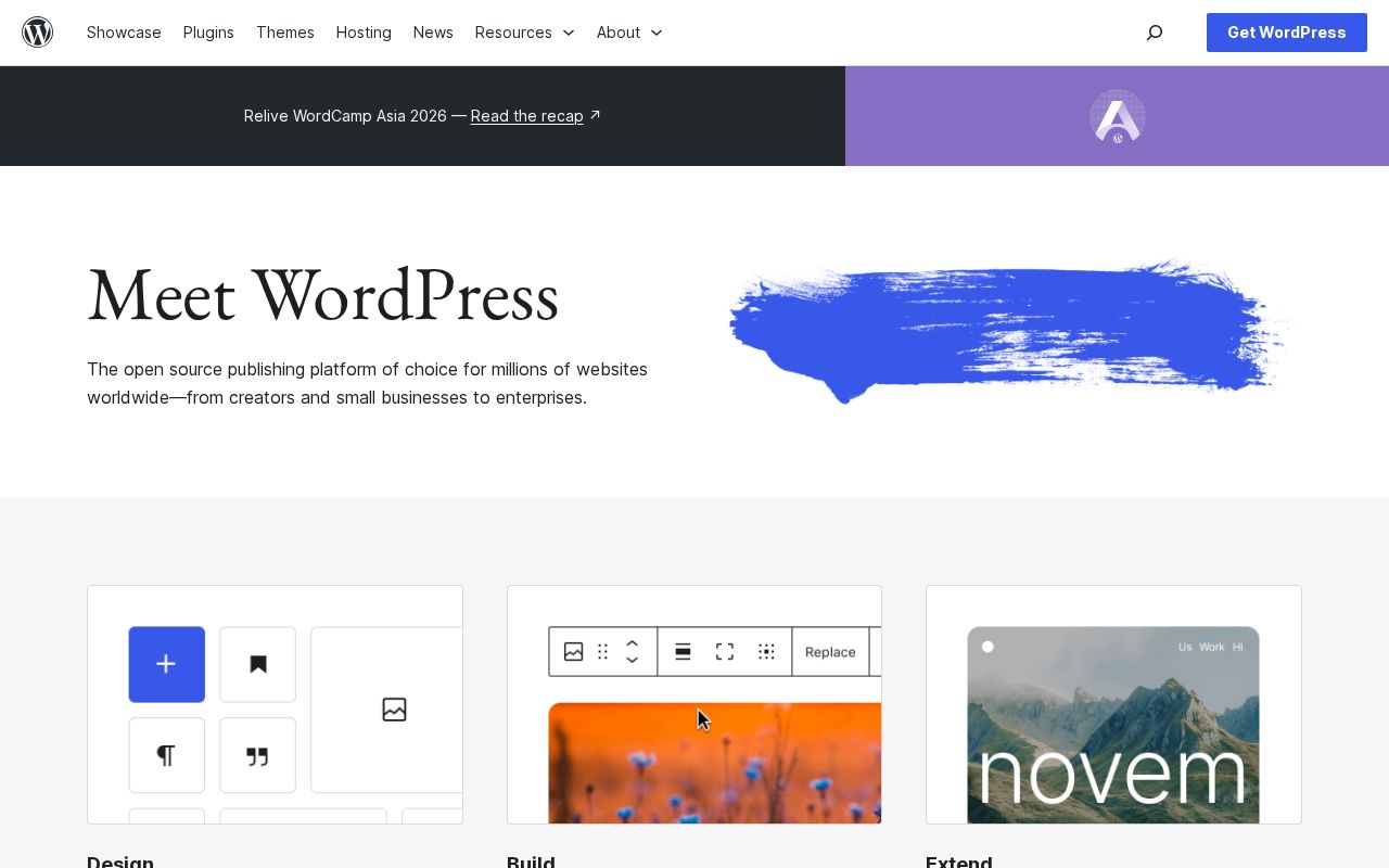 Screenshot of wordpress.org