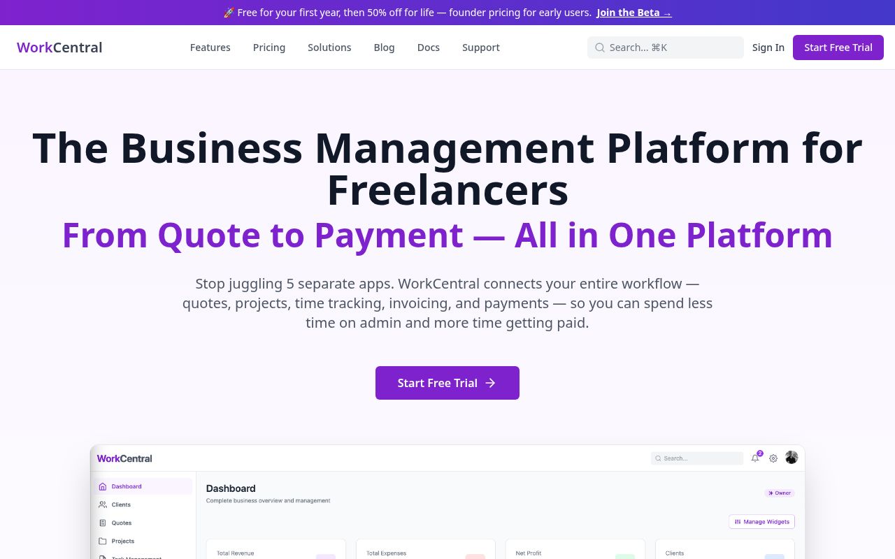 Screenshot of workcentral.app
