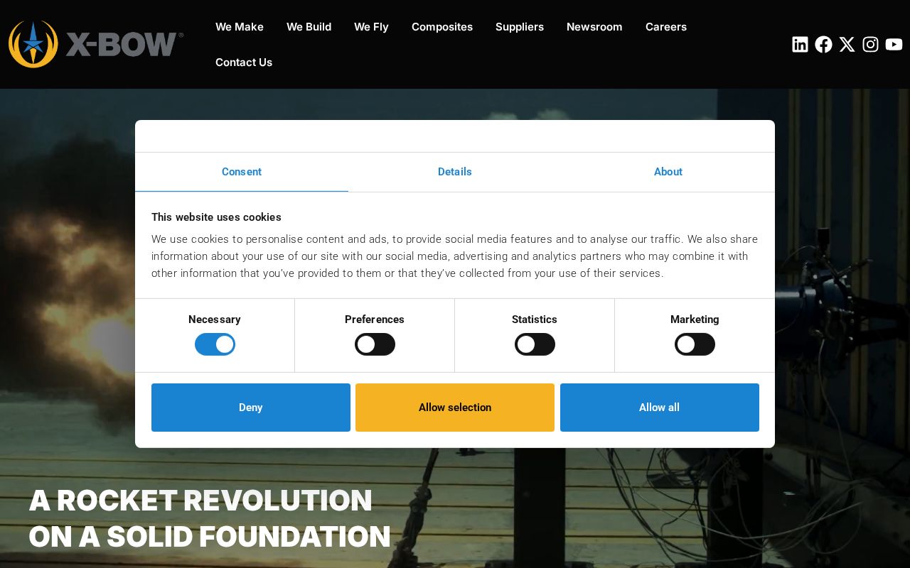 The xbowsystems.com homepage, first screen