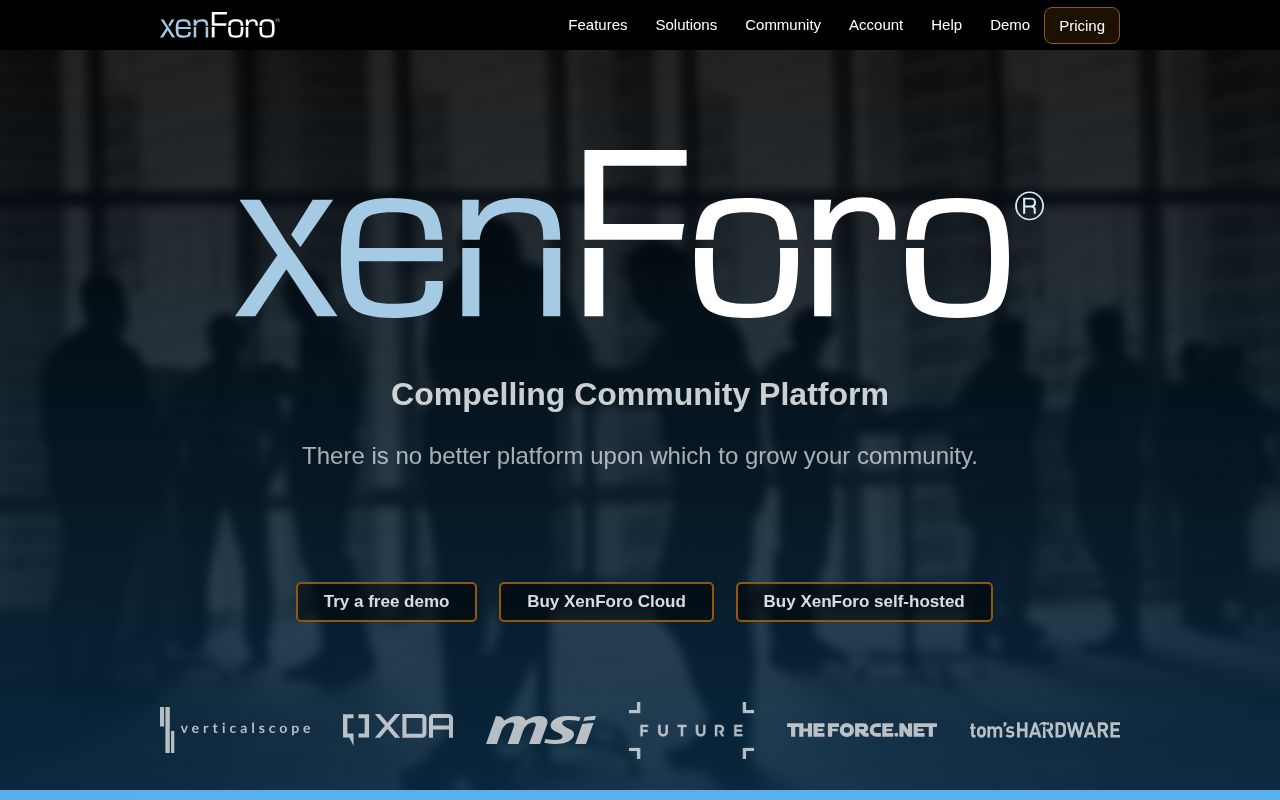 Screenshot of xenforo.com