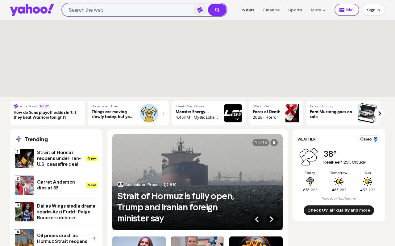 Screenshot of yahoo.com