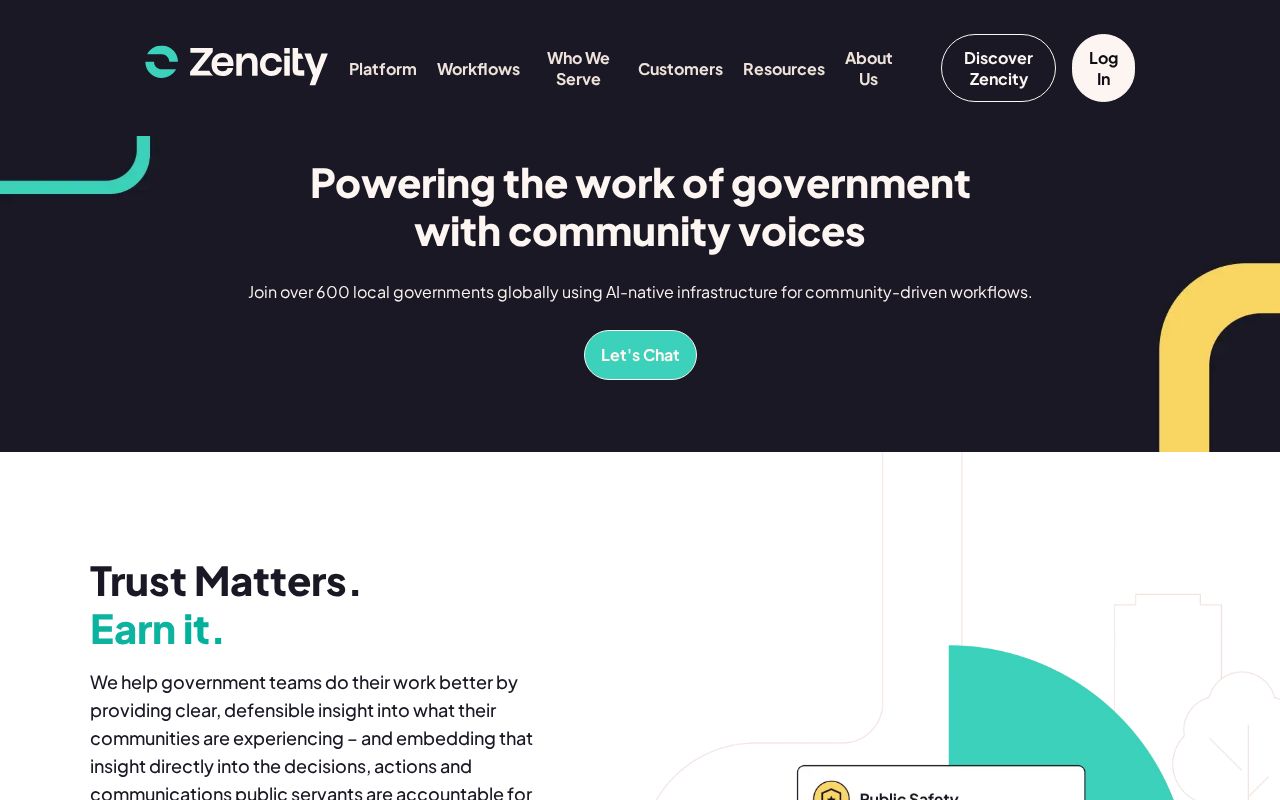 The zencity.io homepage, first screen