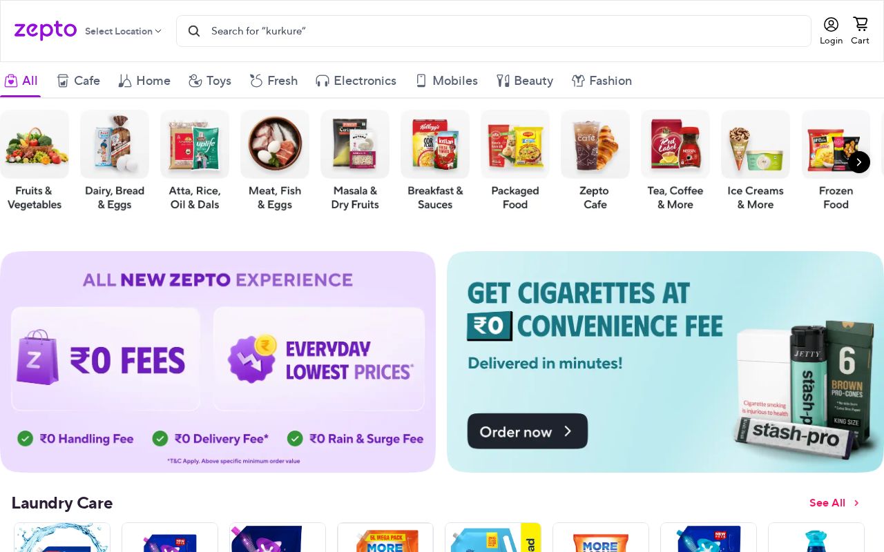 Screenshot of zepto.com