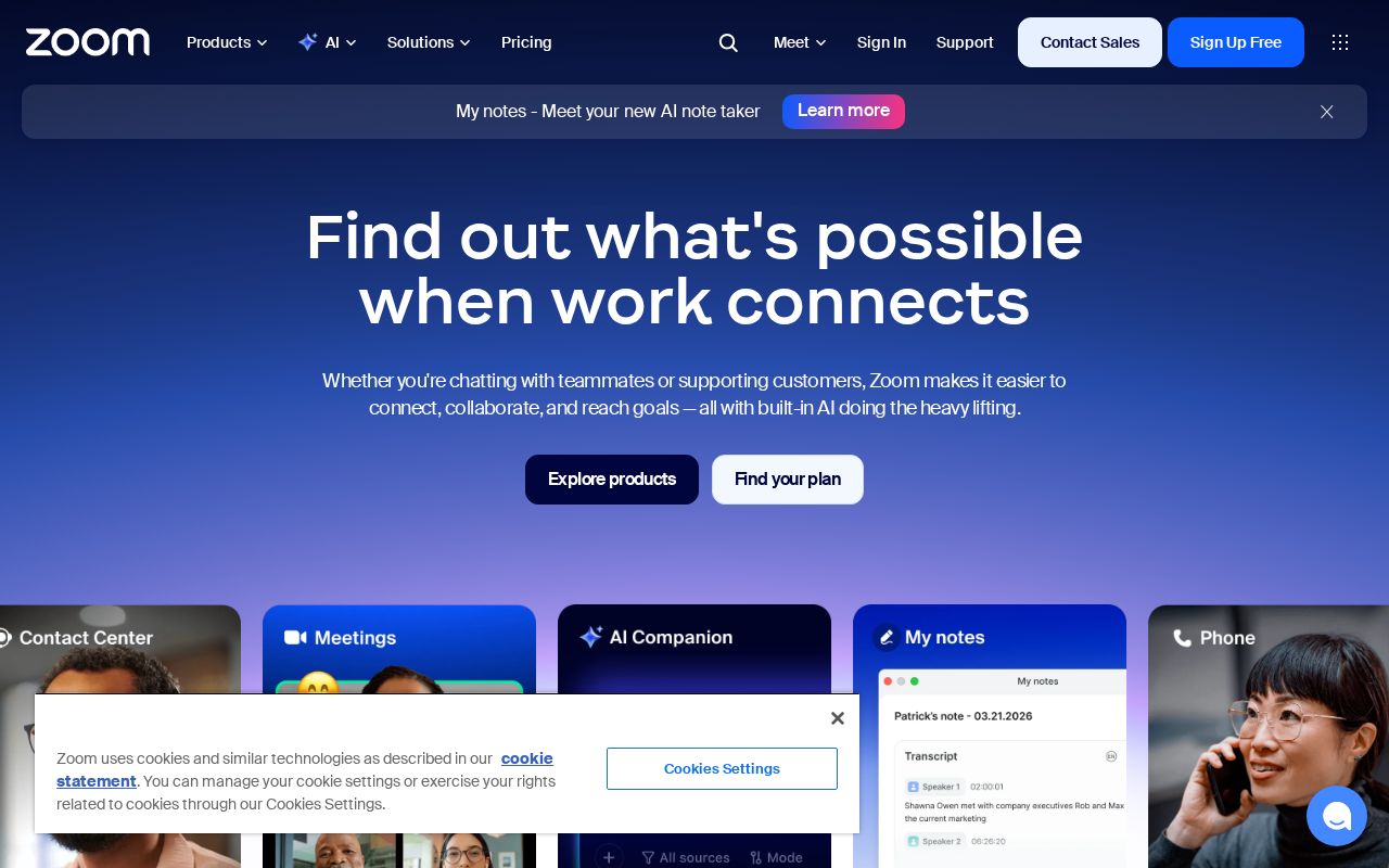 Screenshot of zoom.com